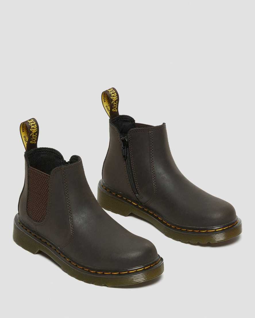 dr martens 2976 wildhorse chelsea-stövlar för barn mörkbruna