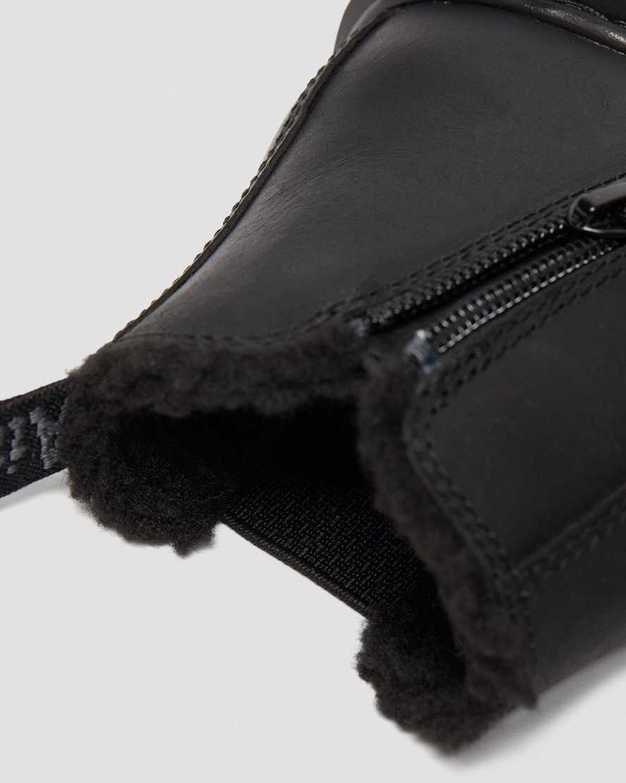 svarta dr martens 2976 chelsea-stövlar med fuskpälsfoder för barn