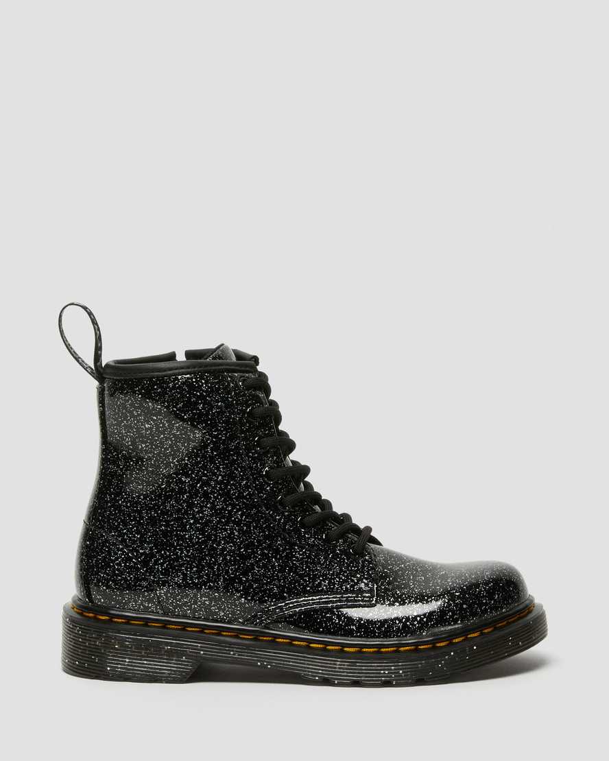 svarta dr martens 1460 glitter barnstövlar med snörning