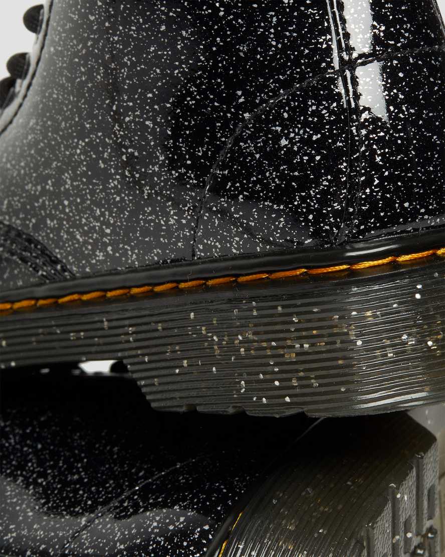 svarta dr martens 1460 glitter barnstövlar med snörning