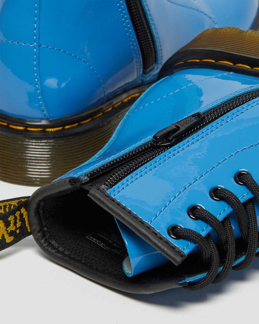 blå dr martens 1460 patent barnstövlar med snörning