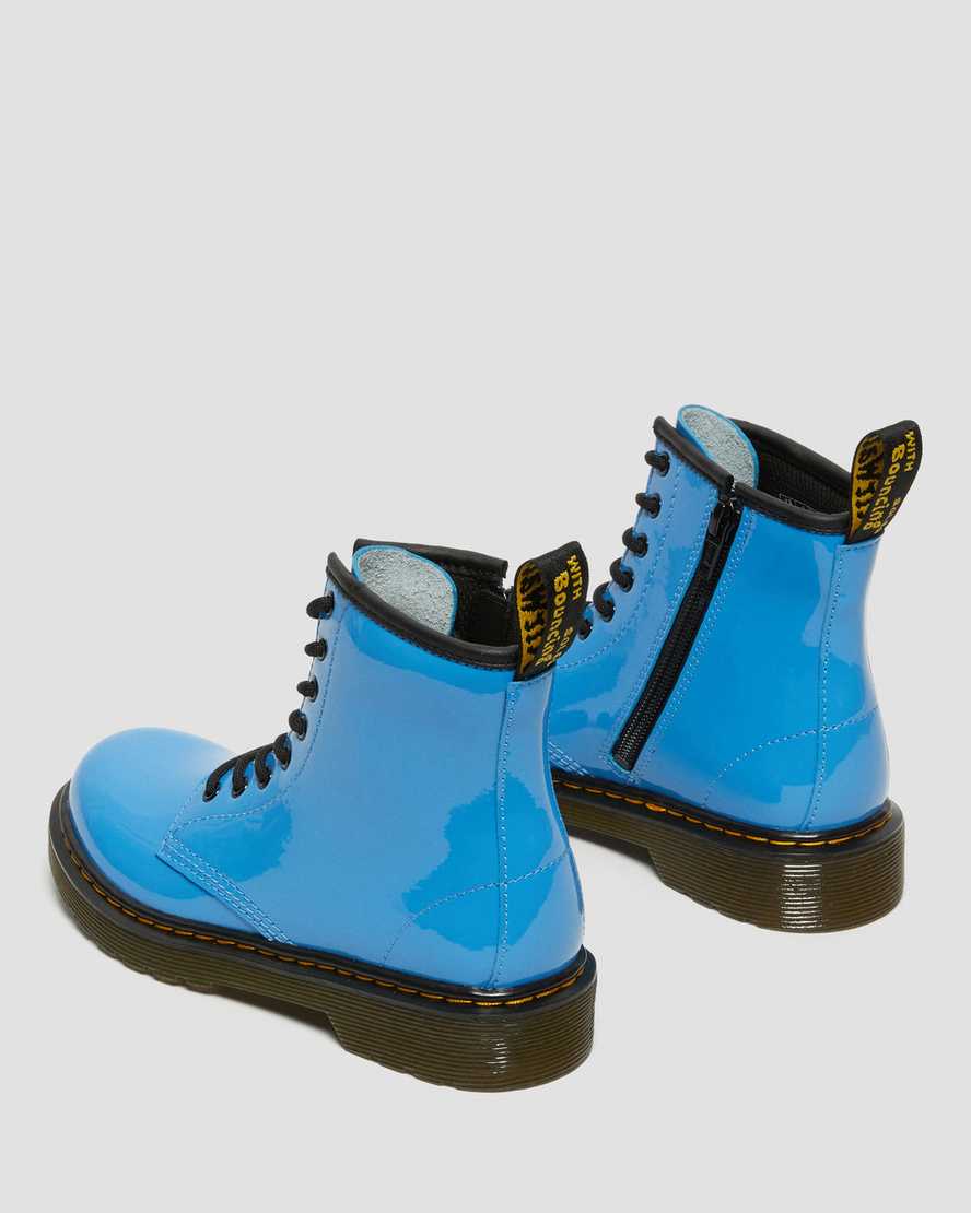 blå dr martens 1460 patent barnstövlar med snörning