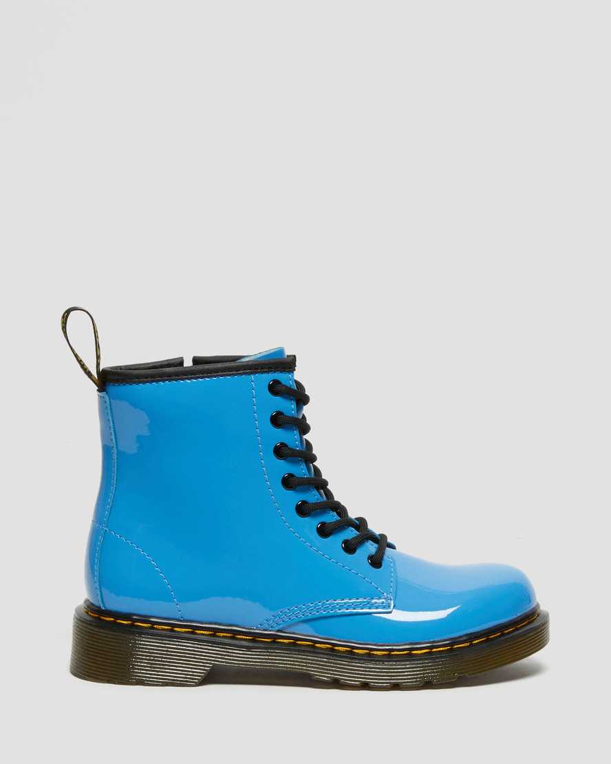 blå dr martens 1460 patent barnstövlar med snörning