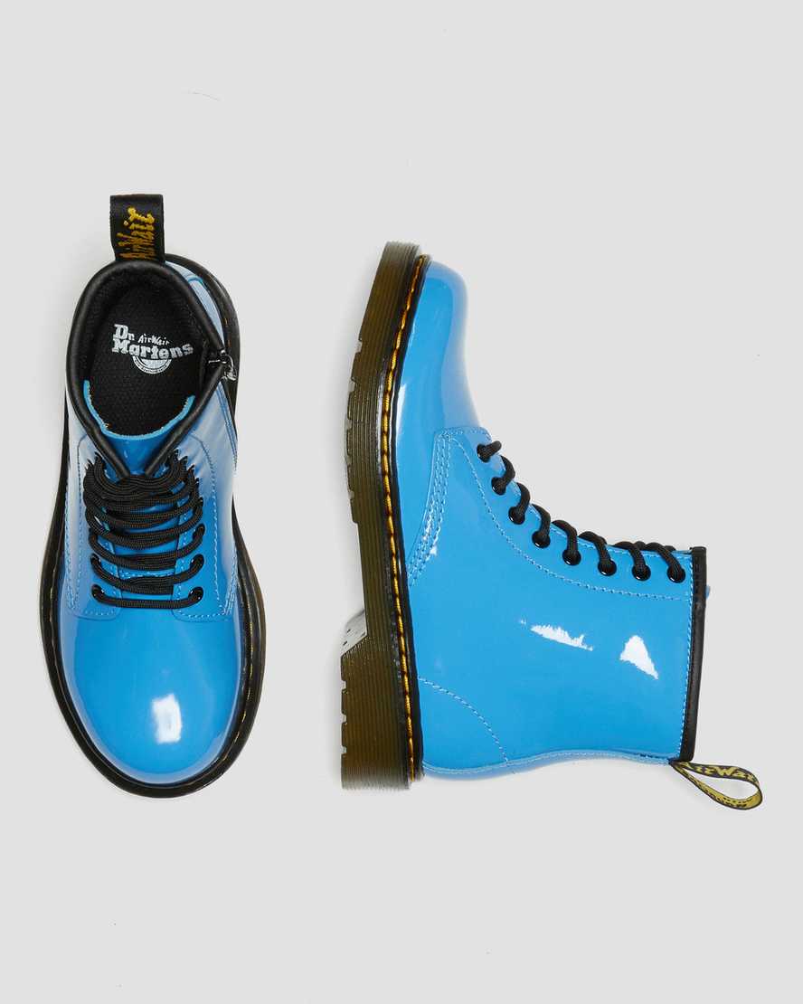 blå dr martens 1460 patent barnstövlar med snörning