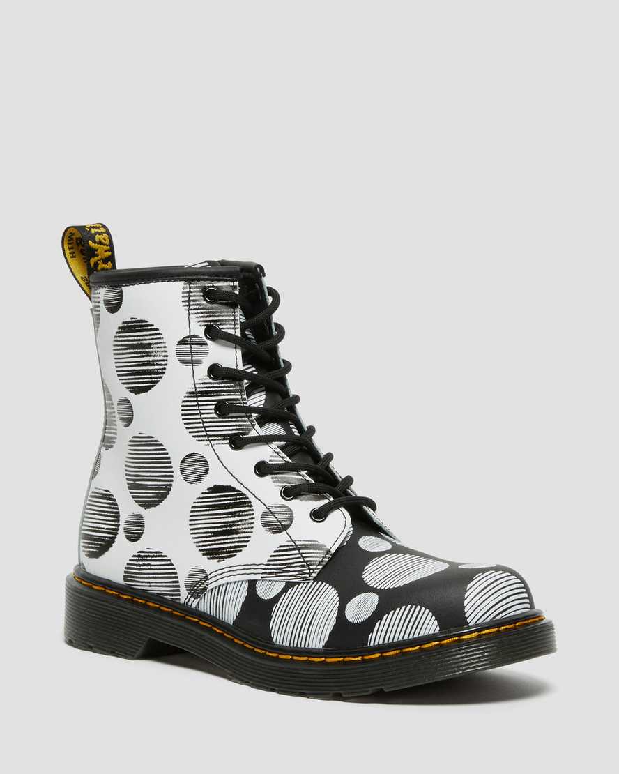 svarta dr martens 1460 polka dot barnstövlar med snörning