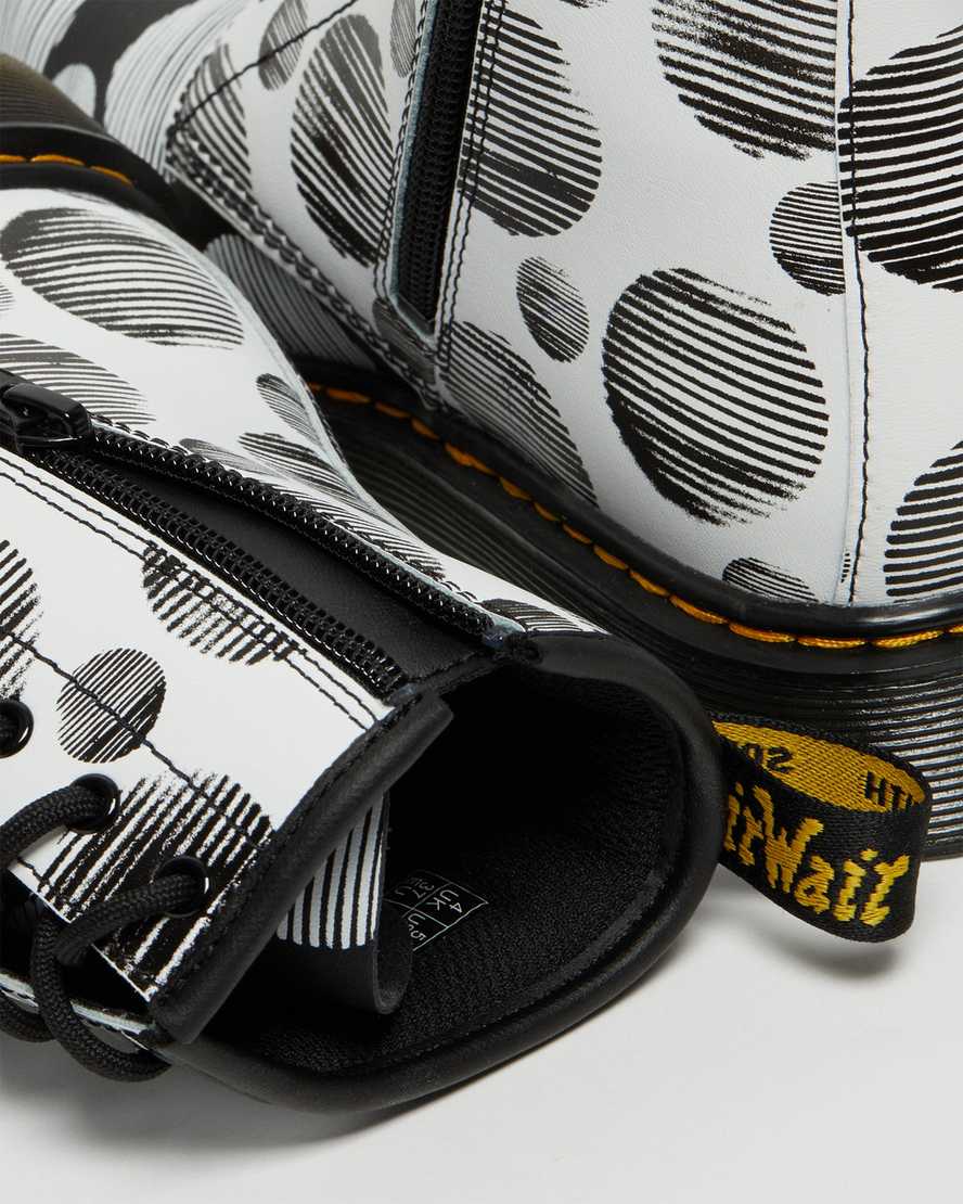 svarta dr martens 1460 polka dot barnstövlar med snörning
