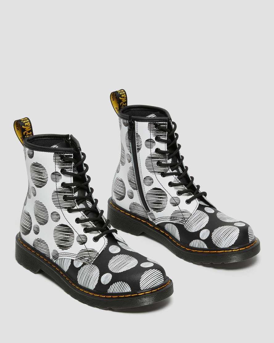 svarta dr martens 1460 polka dot barnstövlar med snörning