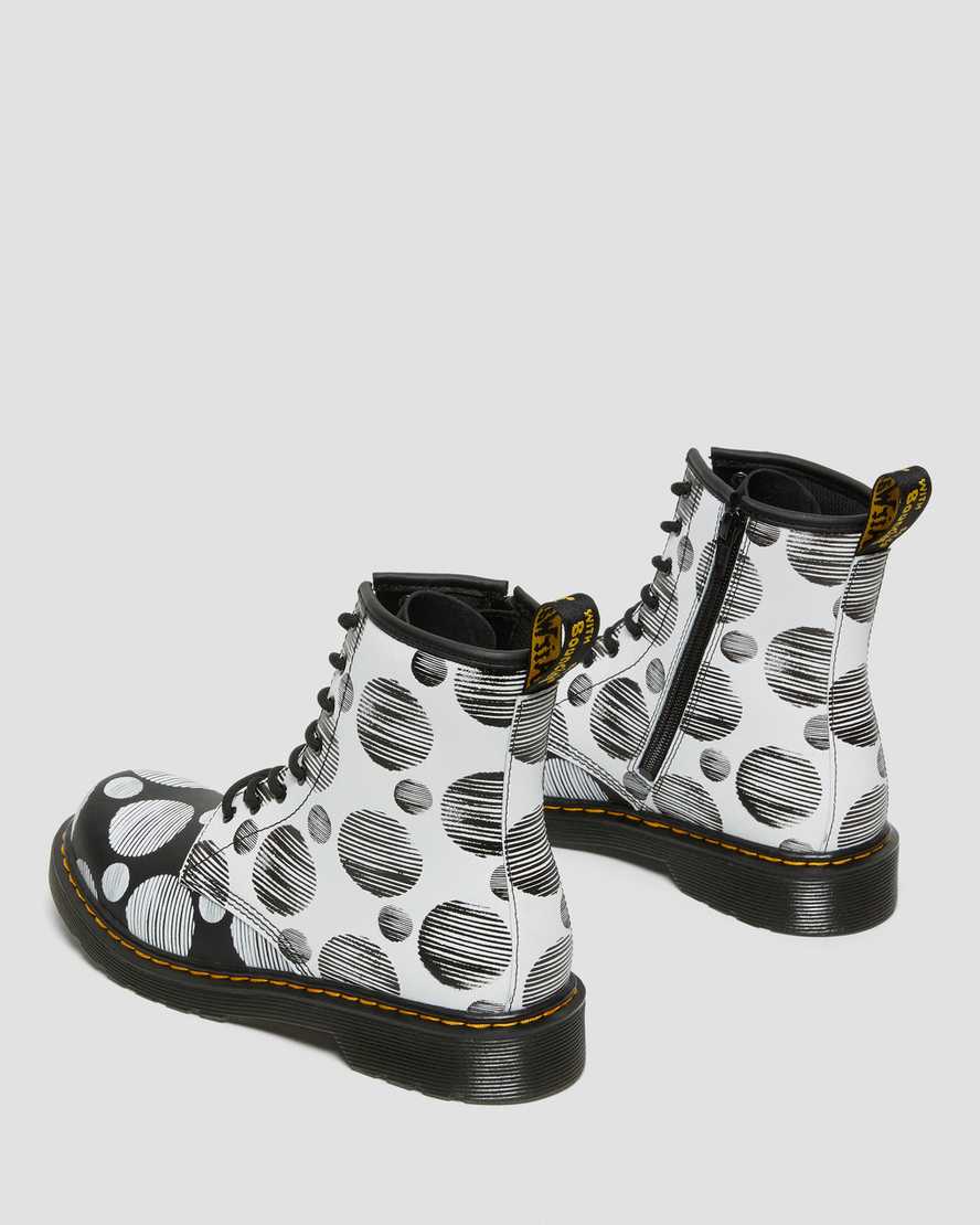 svarta dr martens 1460 polka dot barnstövlar med snörning