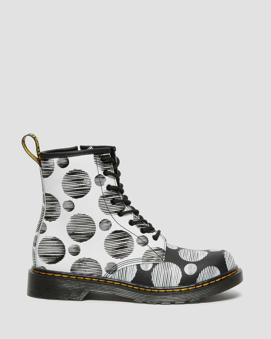 svarta dr martens 1460 polka dot barnstövlar med snörning