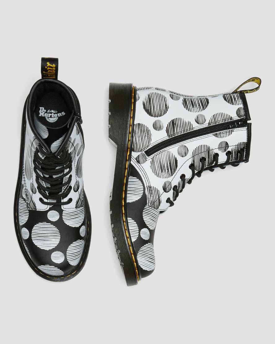 svarta dr martens 1460 polka dot barnstövlar med snörning