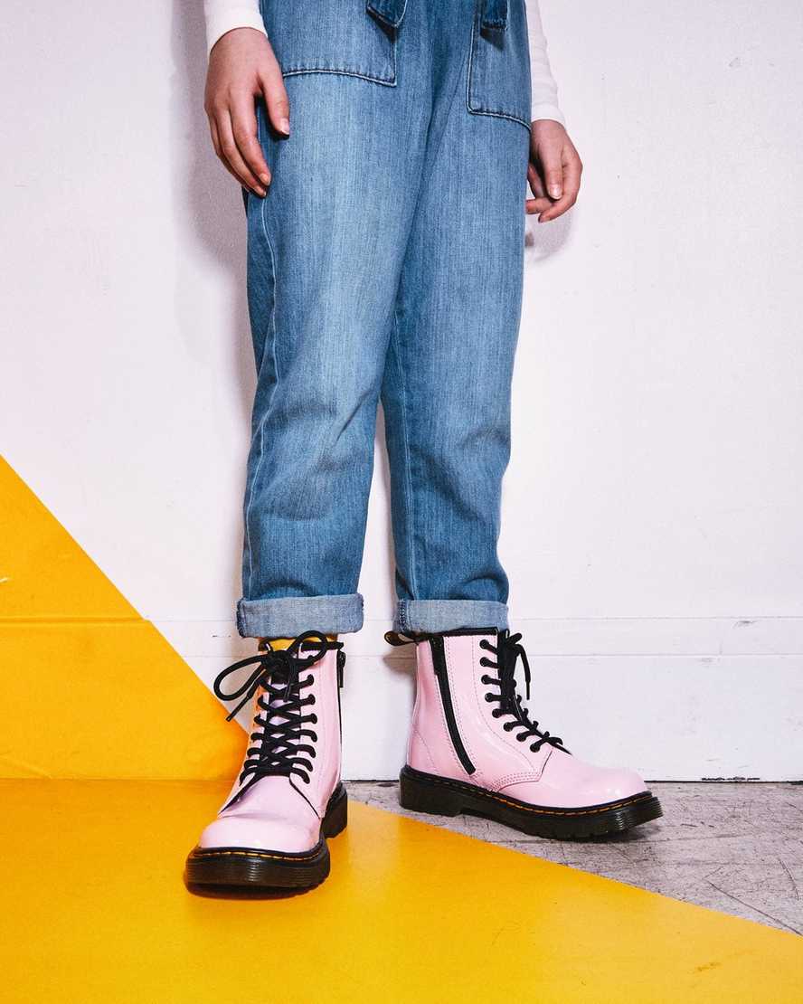 rosa dr martens 1460 patent barnstövlar med snörning