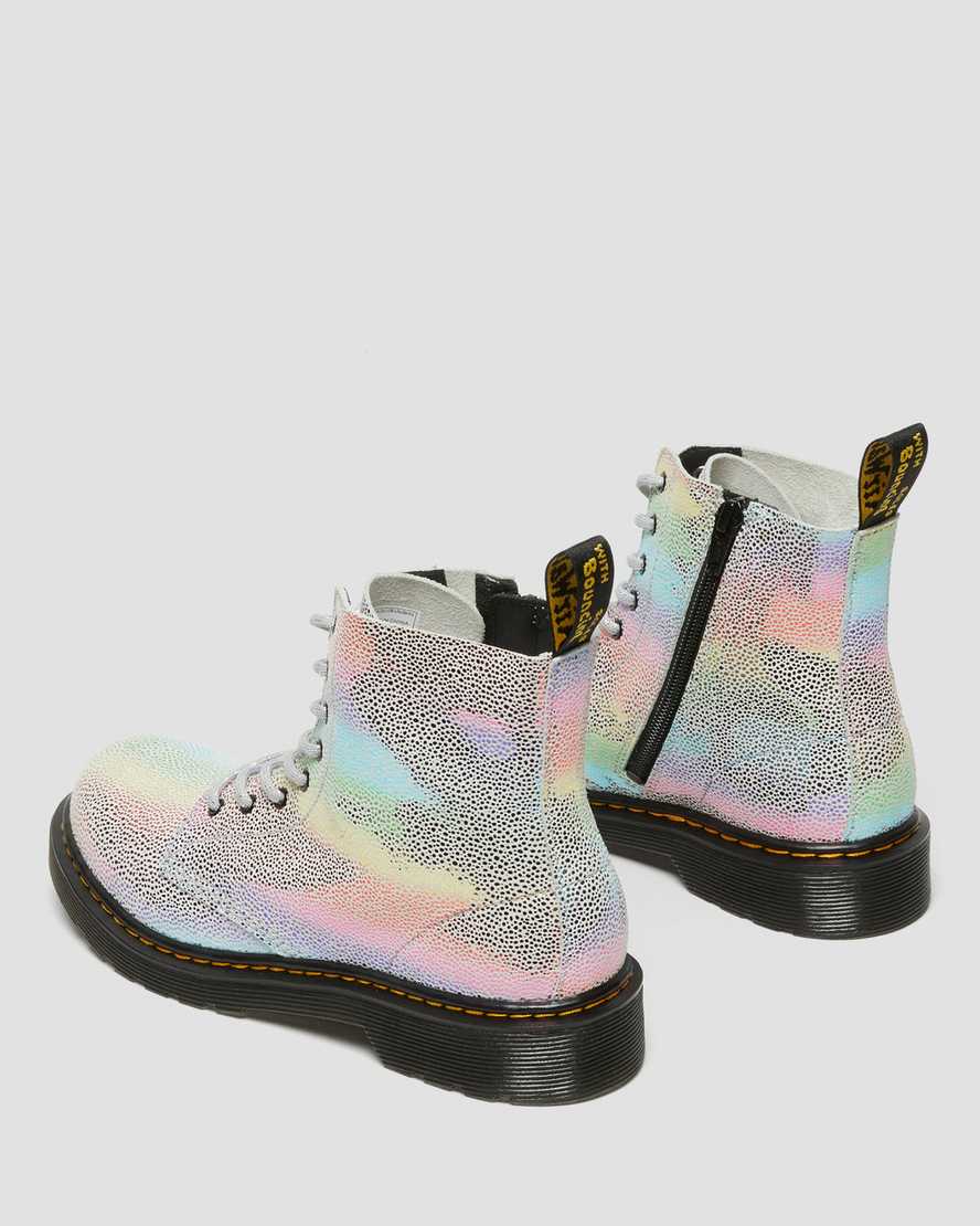 flerfärgade dr martens 1460 pascal iridescent barns snörstövlar