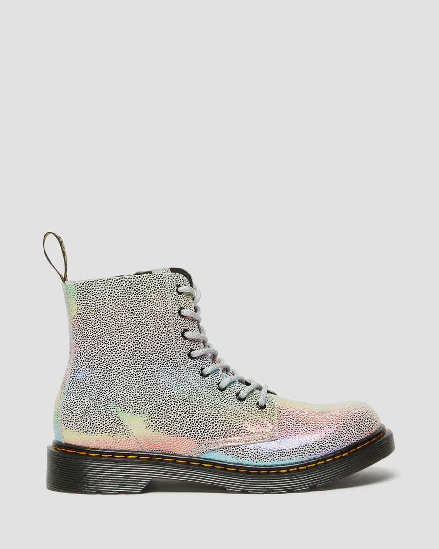 flerfärgade dr martens 1460 pascal iridescent barns snörstövlar