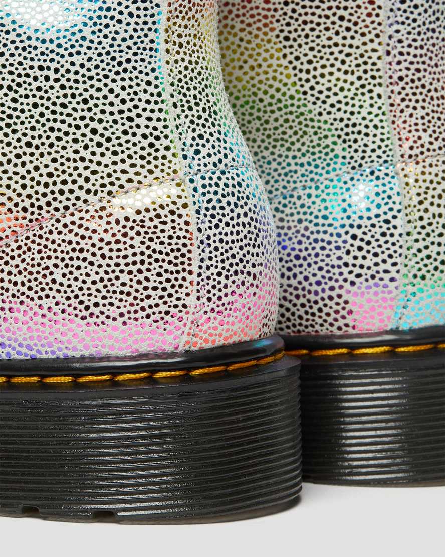 flerfärgade dr martens 1460 pascal iridescent barns snörstövlar