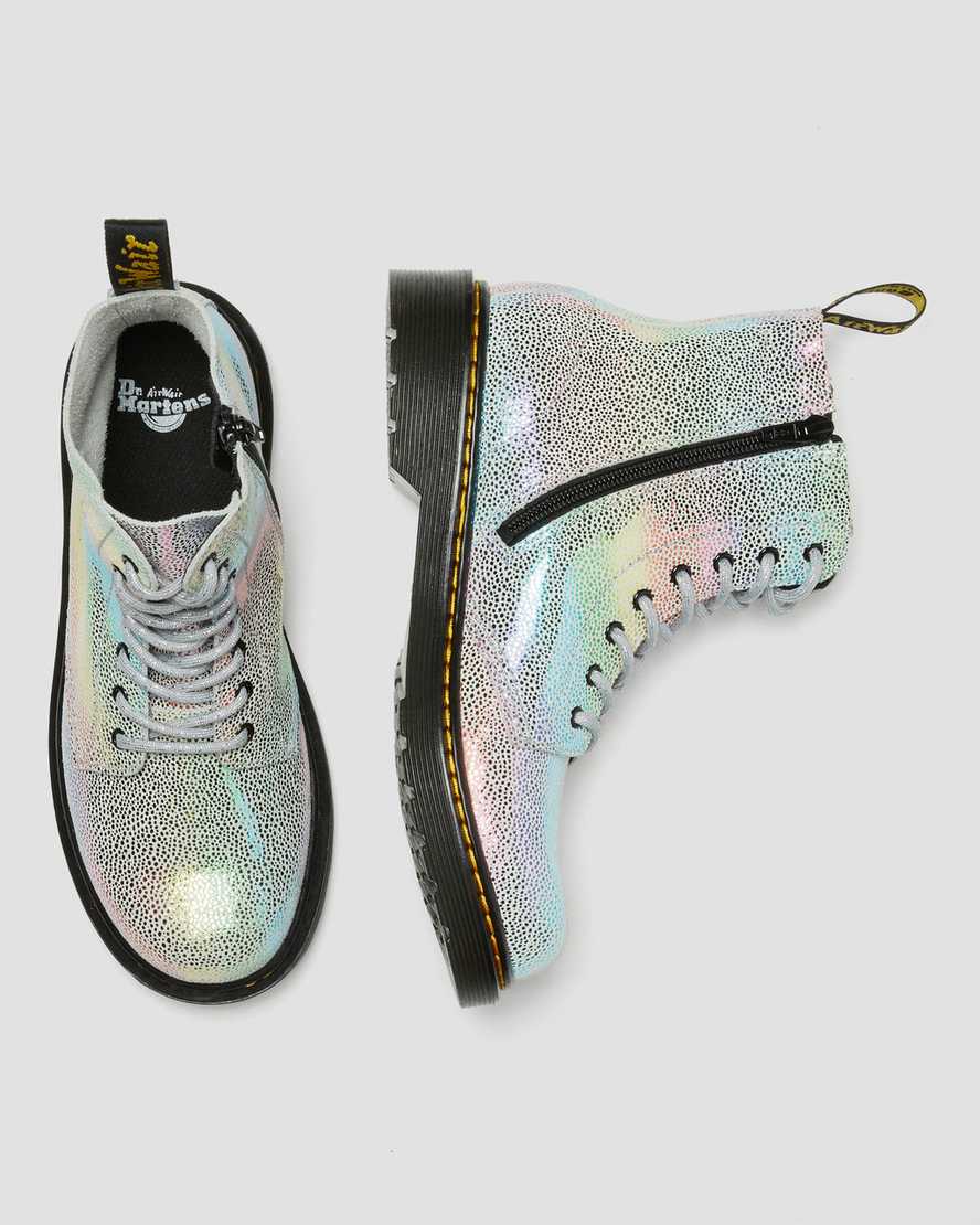 flerfärgade dr martens 1460 pascal iridescent barns snörstövlar