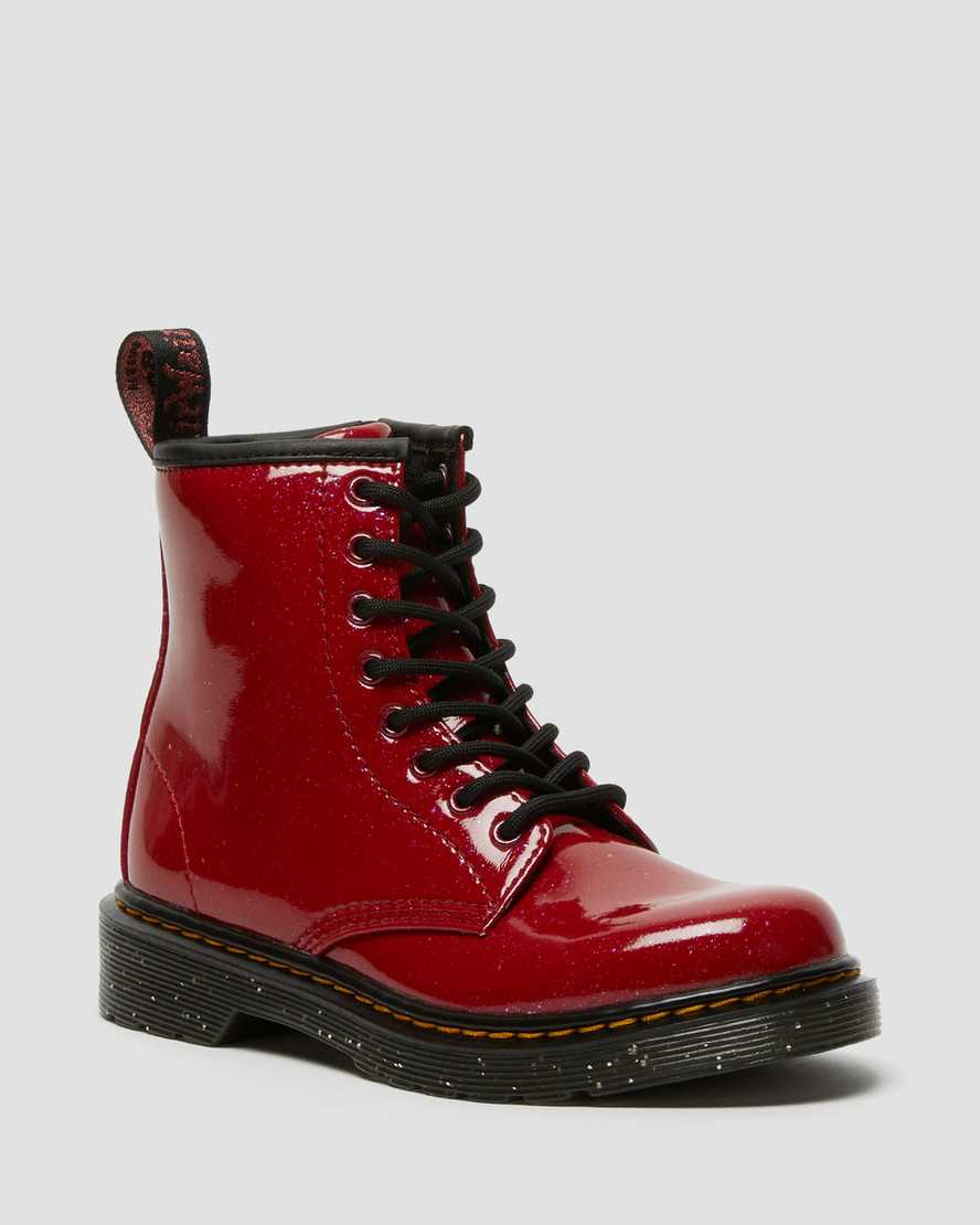 röda dr martens 1460 glitter barnkängor med snörning