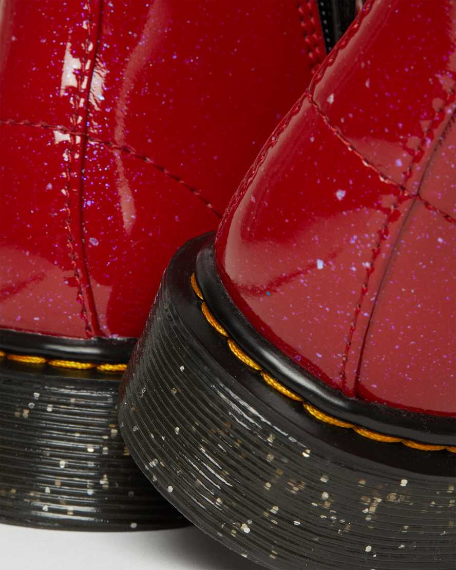 röda dr martens 1460 glitter barnkängor med snörning