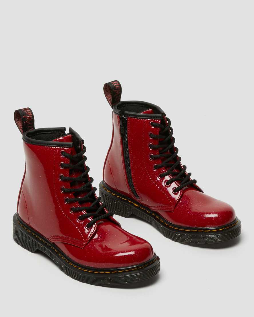 röda dr martens 1460 glitter barnkängor med snörning