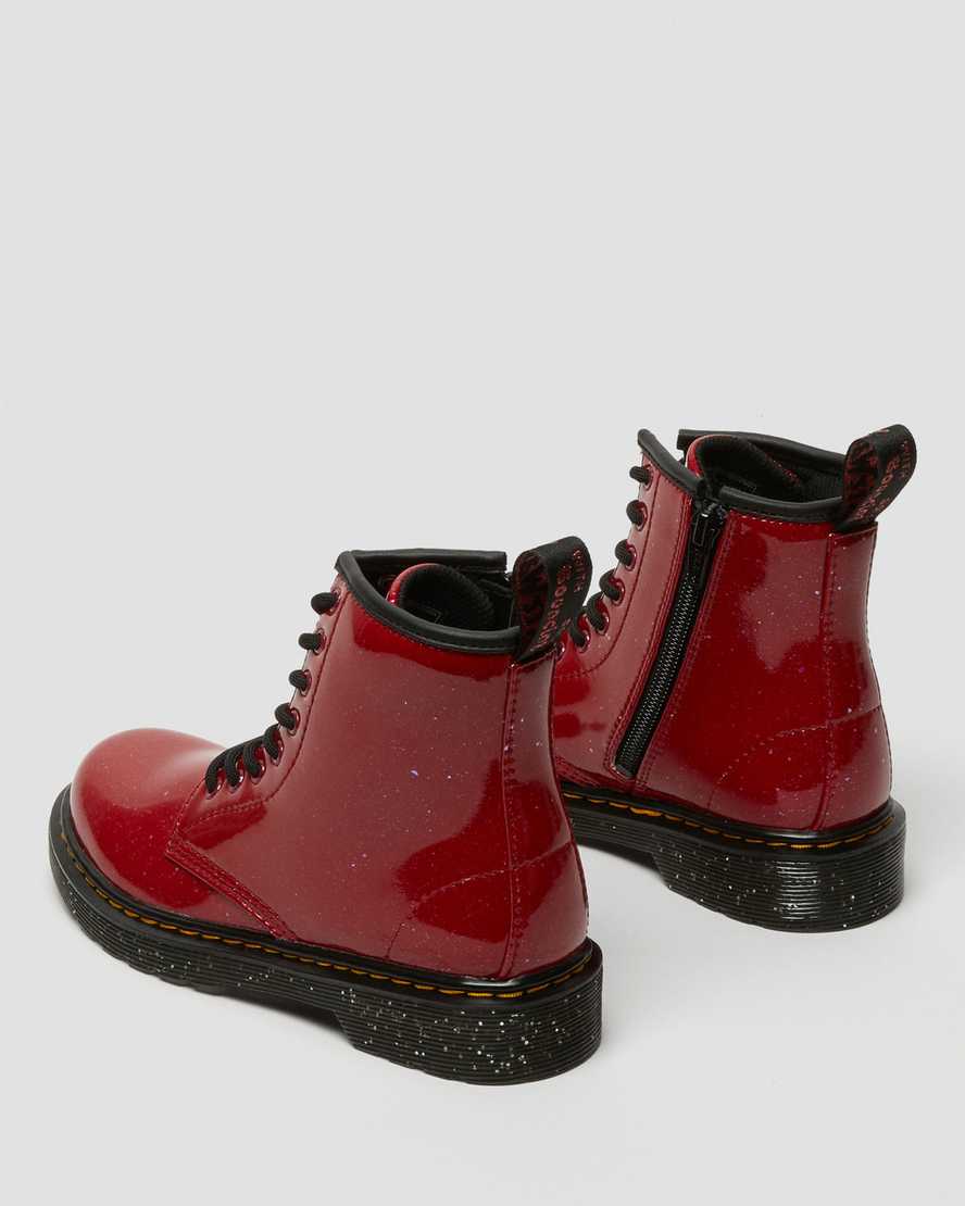 röda dr martens 1460 glitter barnkängor med snörning