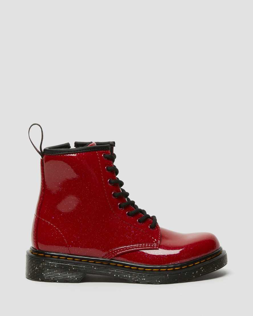 röda dr martens 1460 glitter barnkängor med snörning