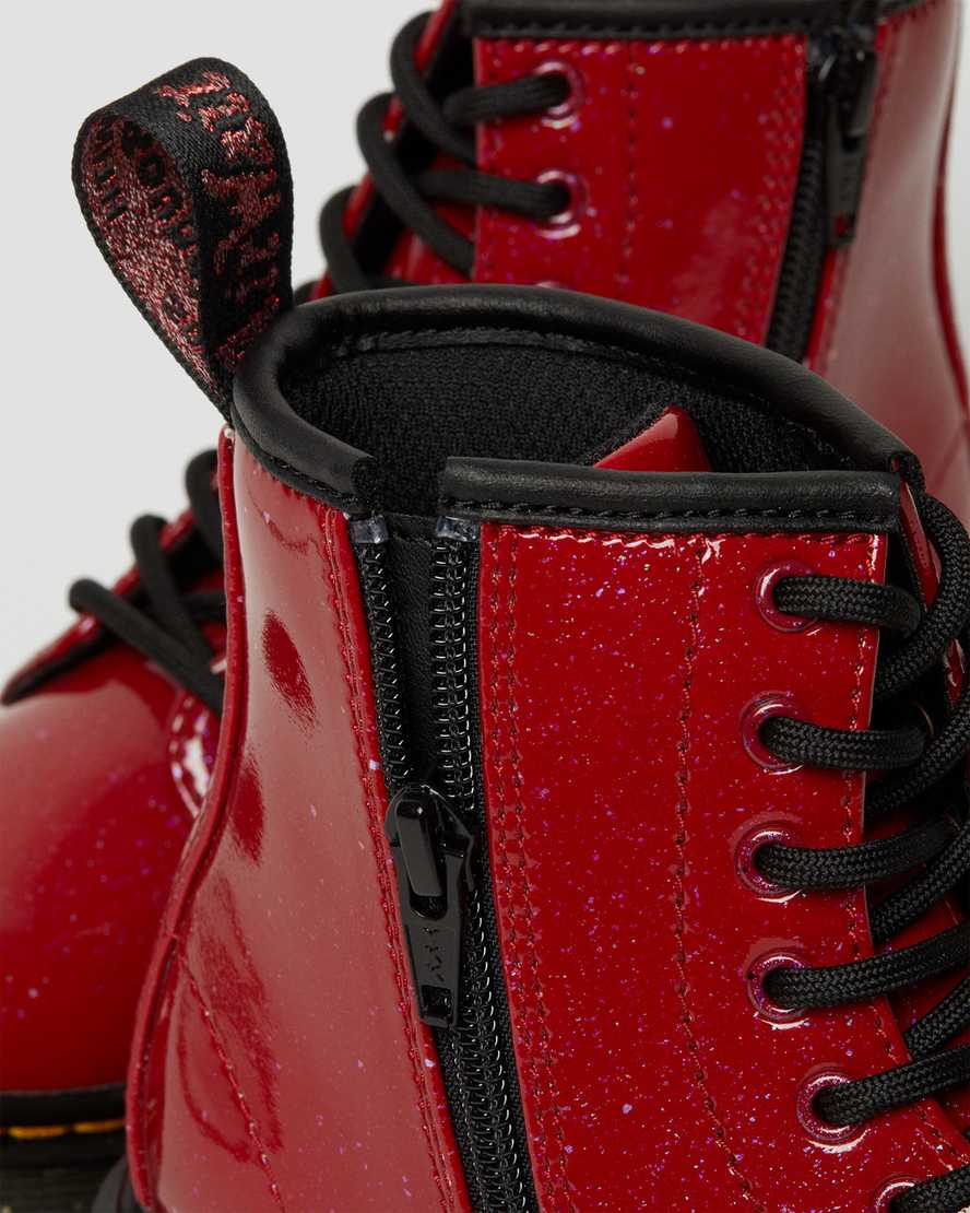 röda dr martens 1460 glitter barnkängor med snörning