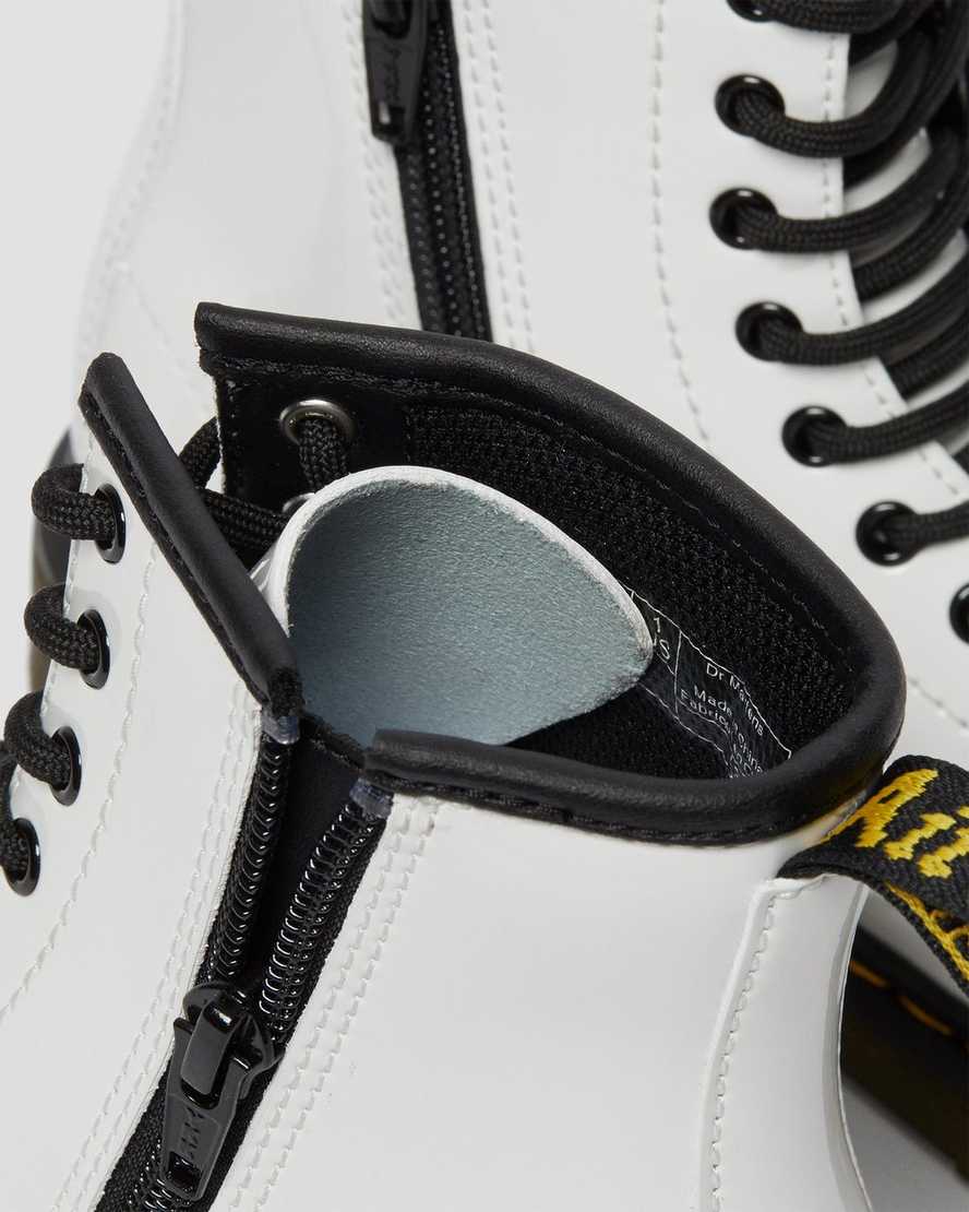 vita dr martens 1460 patent barnstövlar med snörning