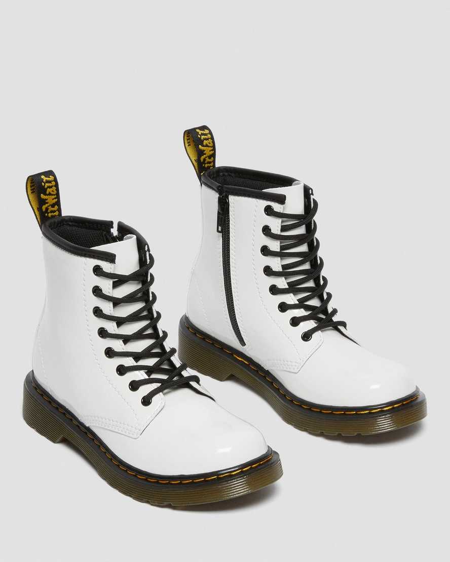 vita dr martens 1460 patent barnstövlar med snörning