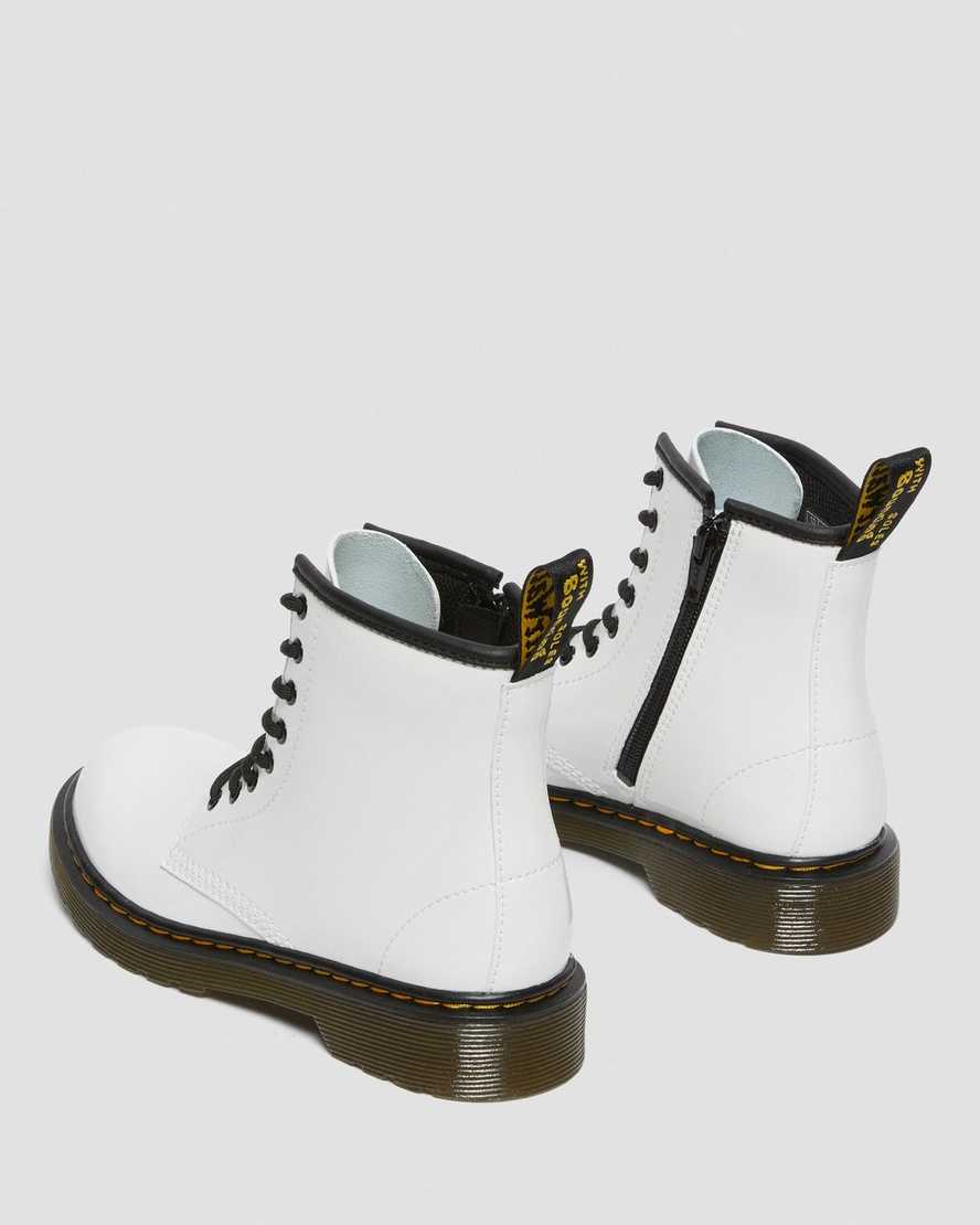 vita dr martens 1460 patent barnstövlar med snörning