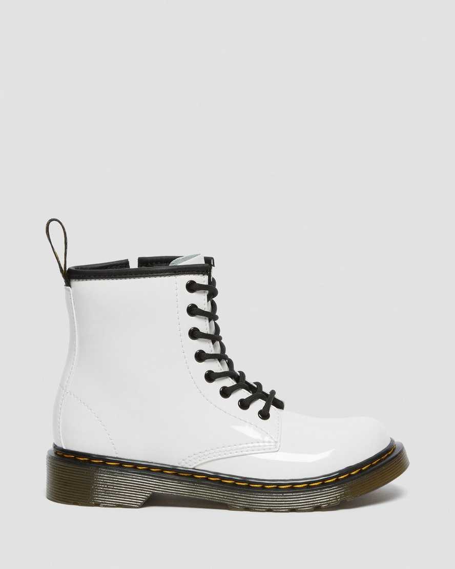 vita dr martens 1460 patent barnstövlar med snörning
