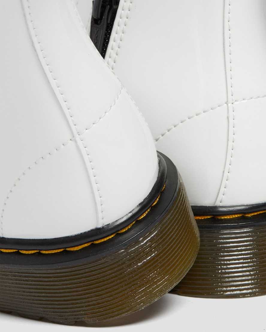 vita dr martens 1460 patent barnstövlar med snörning