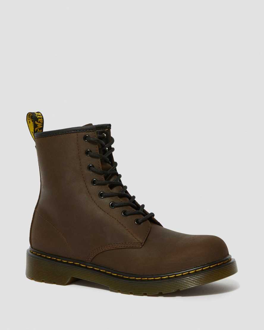 mörkbruna dr martens 1460 fodrade med fuskpäls för barn