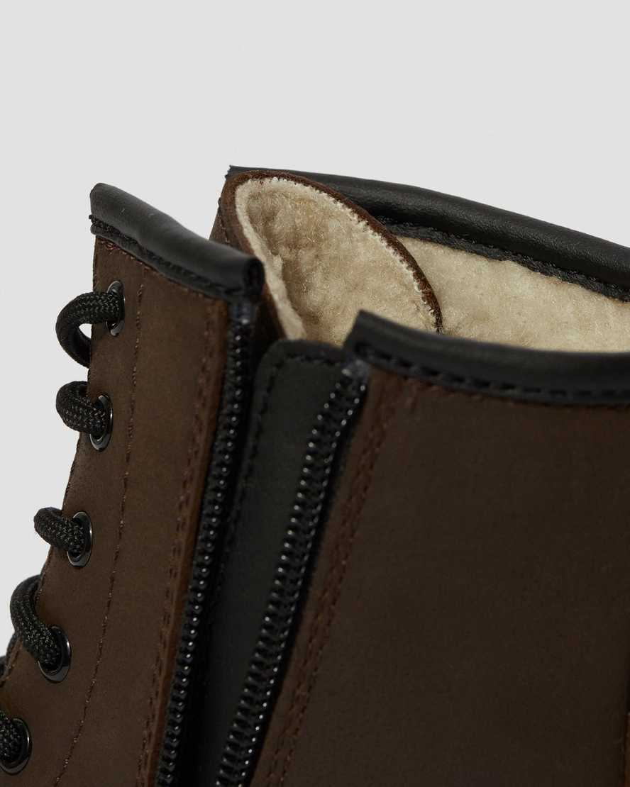 mörkbruna dr martens 1460 fodrade med fuskpäls för barn
