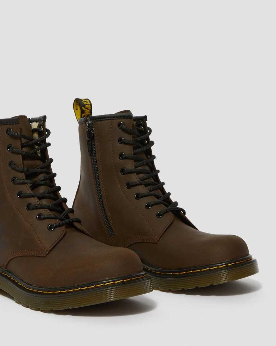 mörkbruna dr martens 1460 fodrade med fuskpäls för barn