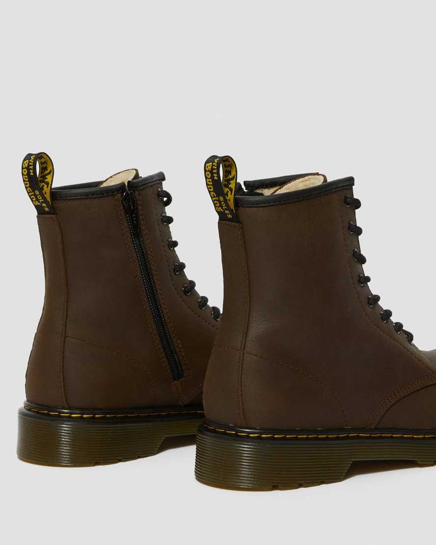 mörkbruna dr martens 1460 fodrade med fuskpäls för barn