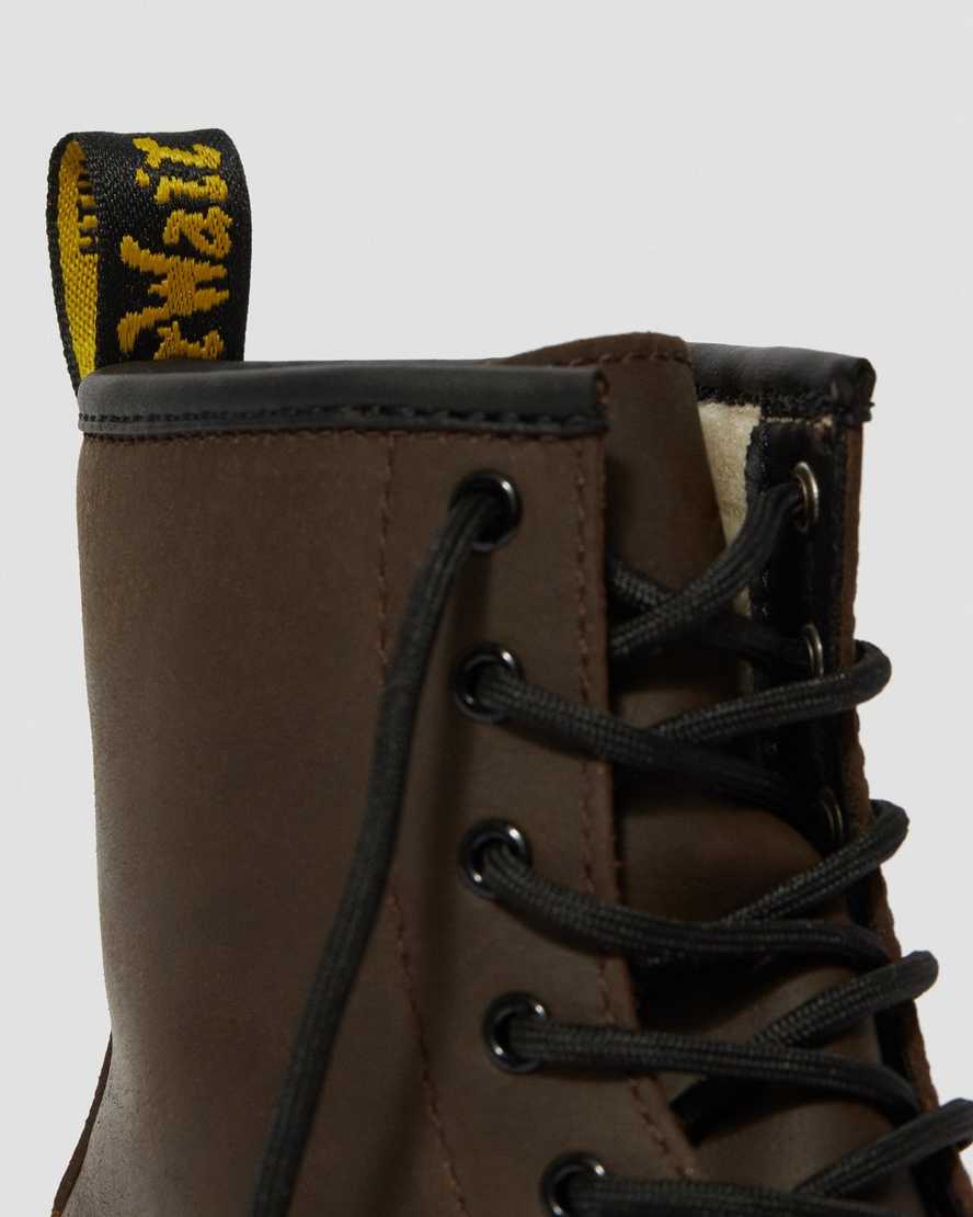 mörkbruna dr martens 1460 fodrade med fuskpäls för barn