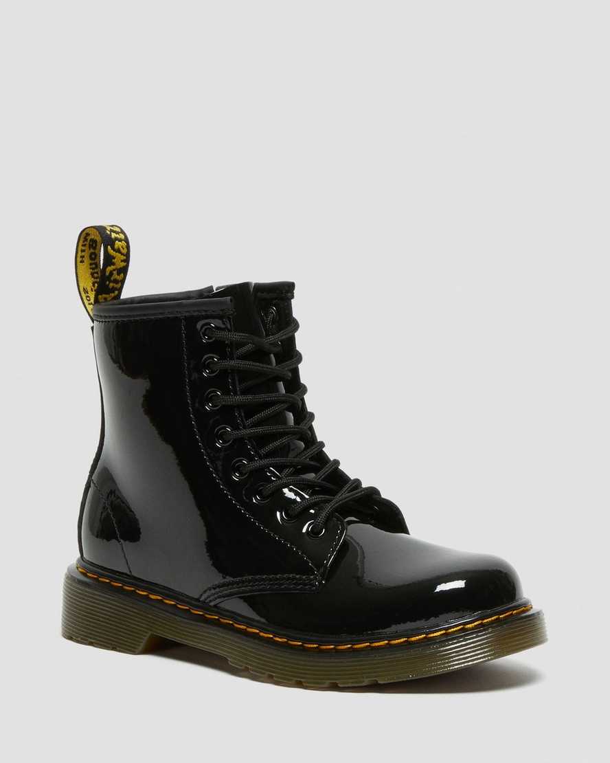 svarta dr martens 1460 patent barnstövlar med snörning