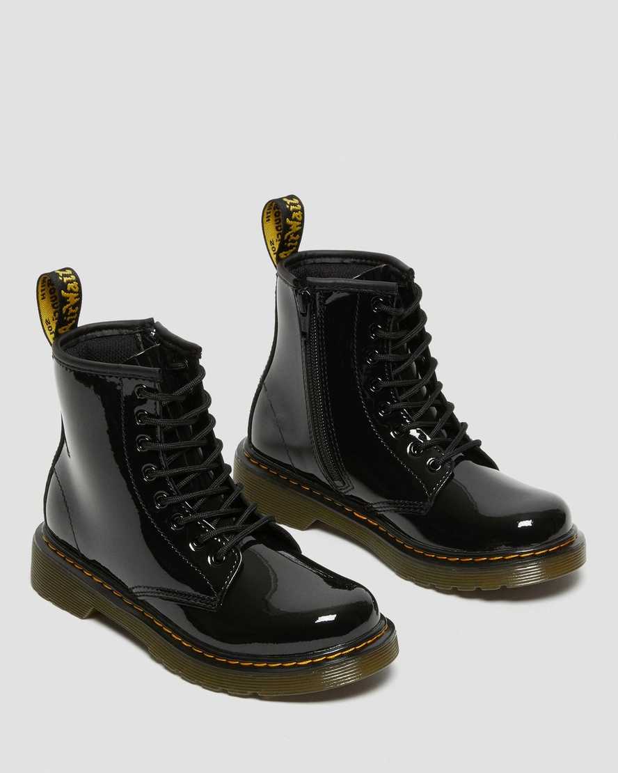 svarta dr martens 1460 patent barnstövlar med snörning