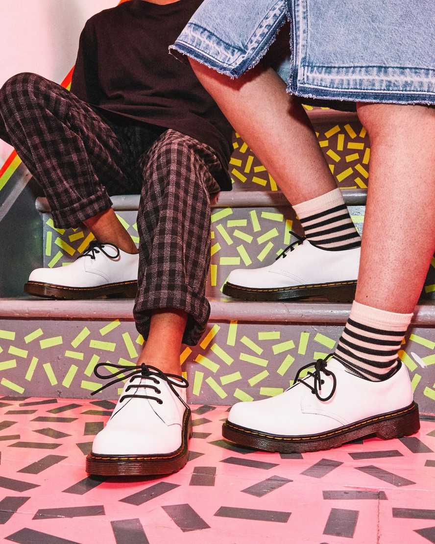 vita dr martens 1461 barnskor med snörning
