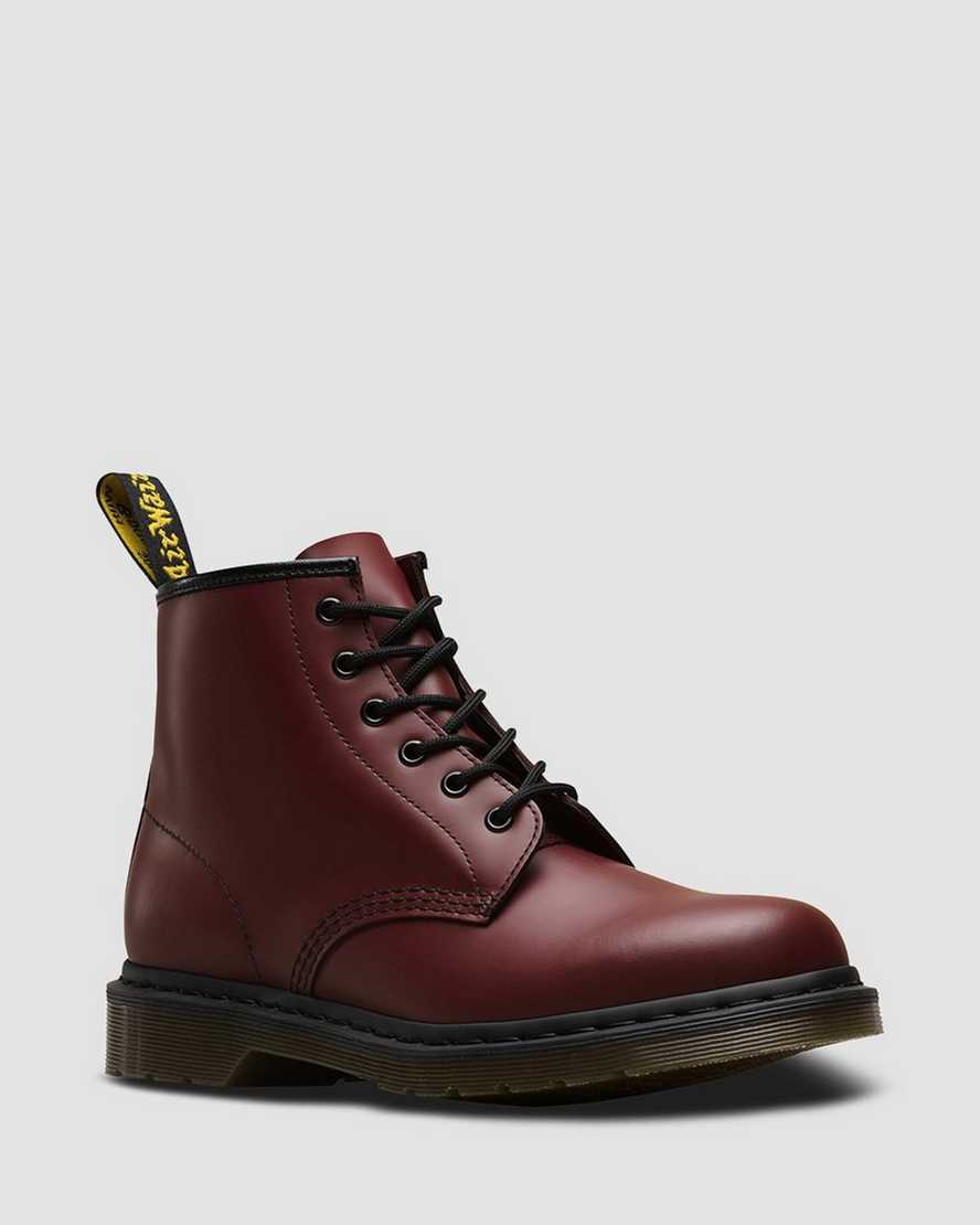 röda dr martens 101 smooth herr ankelstövlar