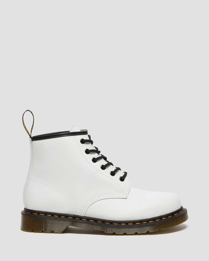 vita dr martens 101 yellow stitch smooth herr ankelstövlar