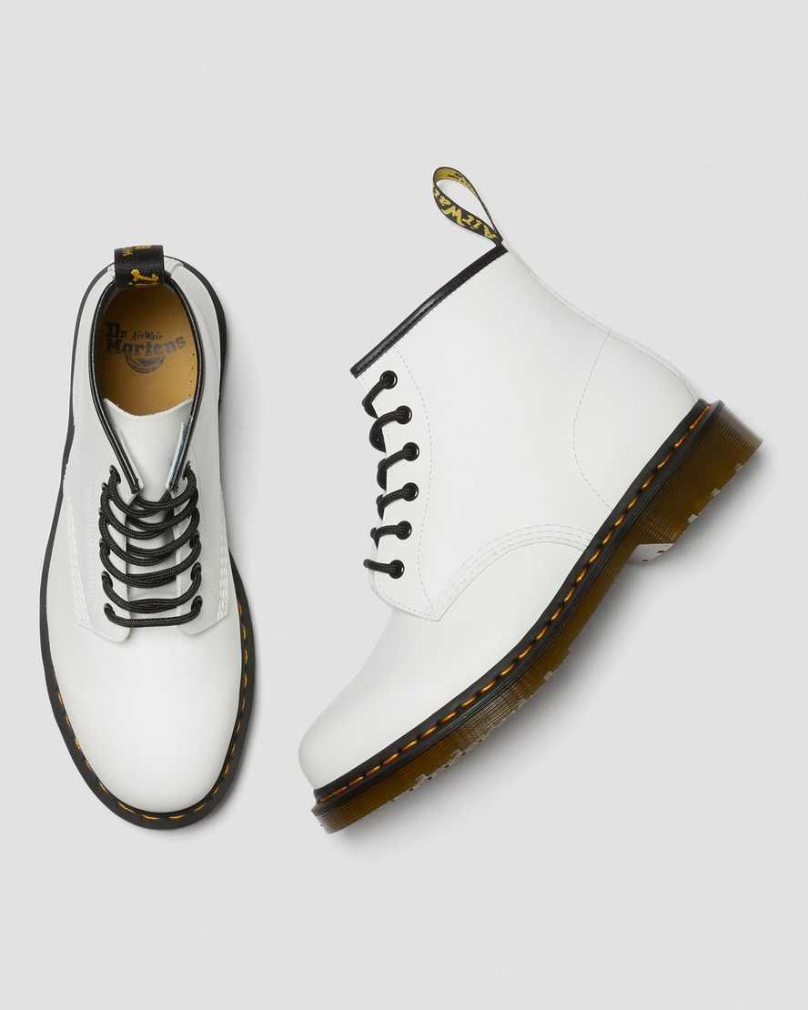vita dr martens 101 yellow stitch smooth herr ankelstövlar