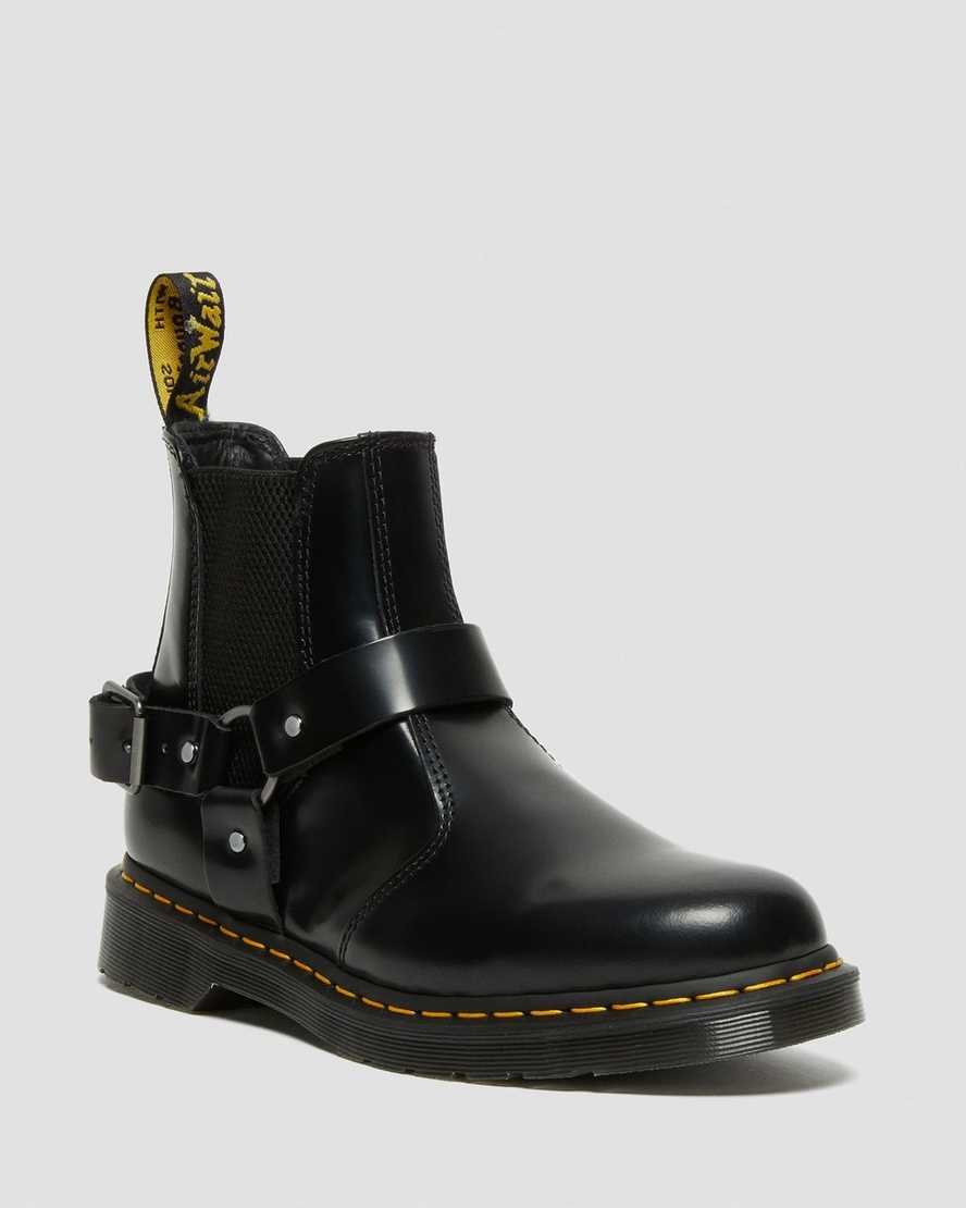 svarta dr martens wincox smooth herrstövlar med spänne