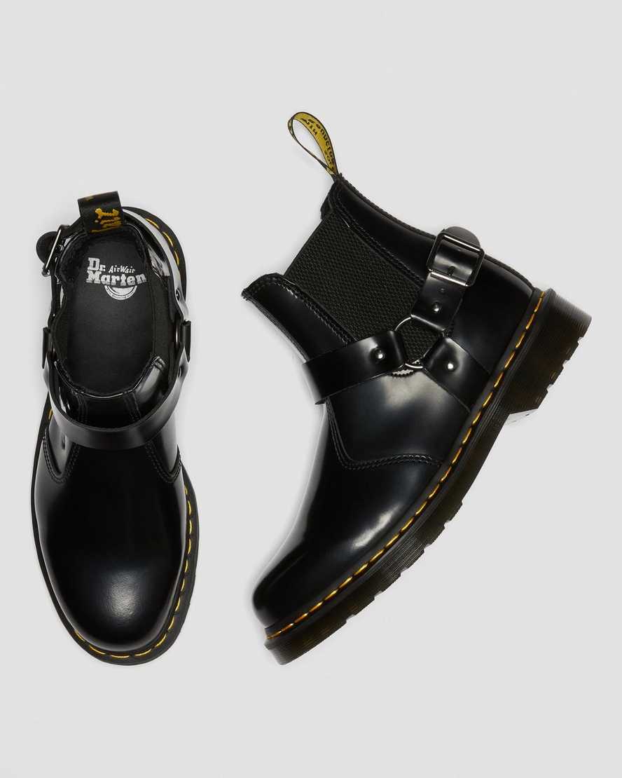 svarta dr martens wincox smooth herrstövlar med spänne