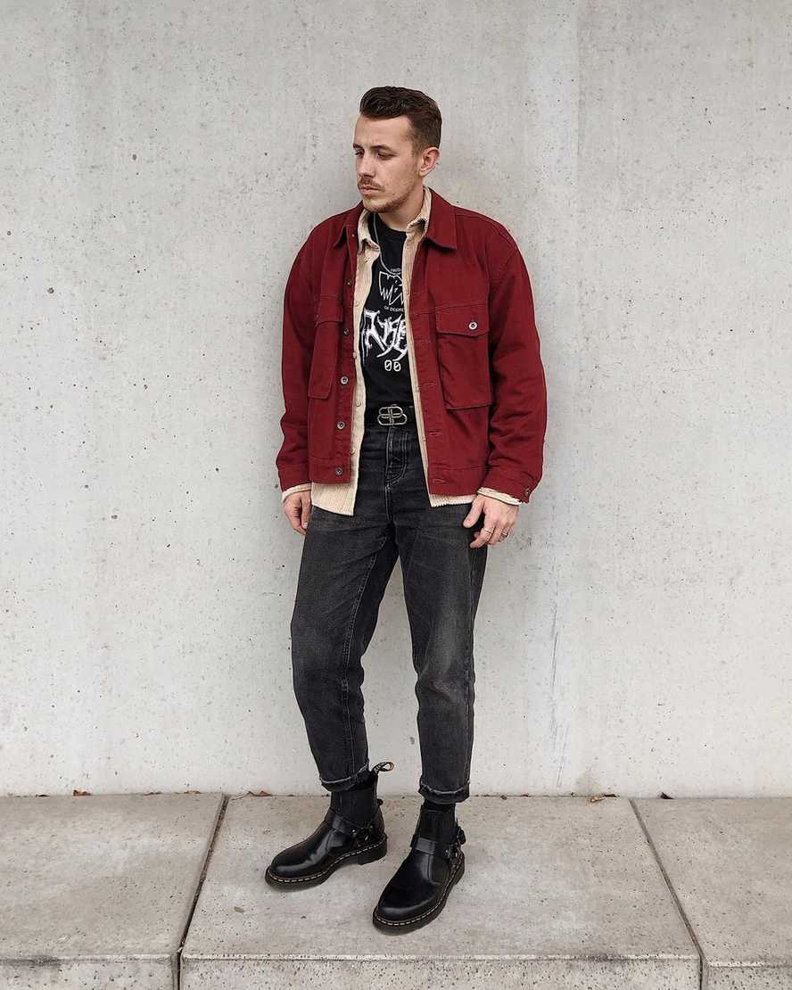 svarta dr martens wincox smooth herrstövlar med spänne