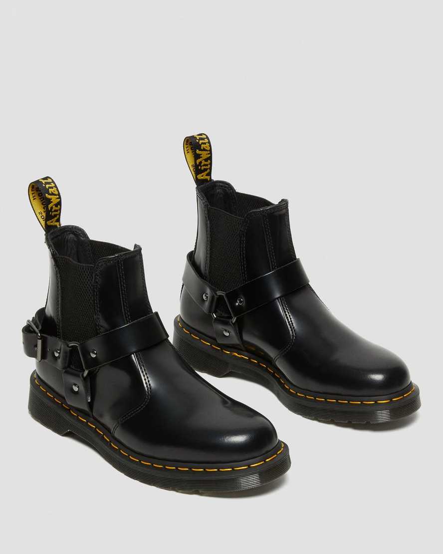 svarta dr martens wincox smooth herrstövlar med spänne