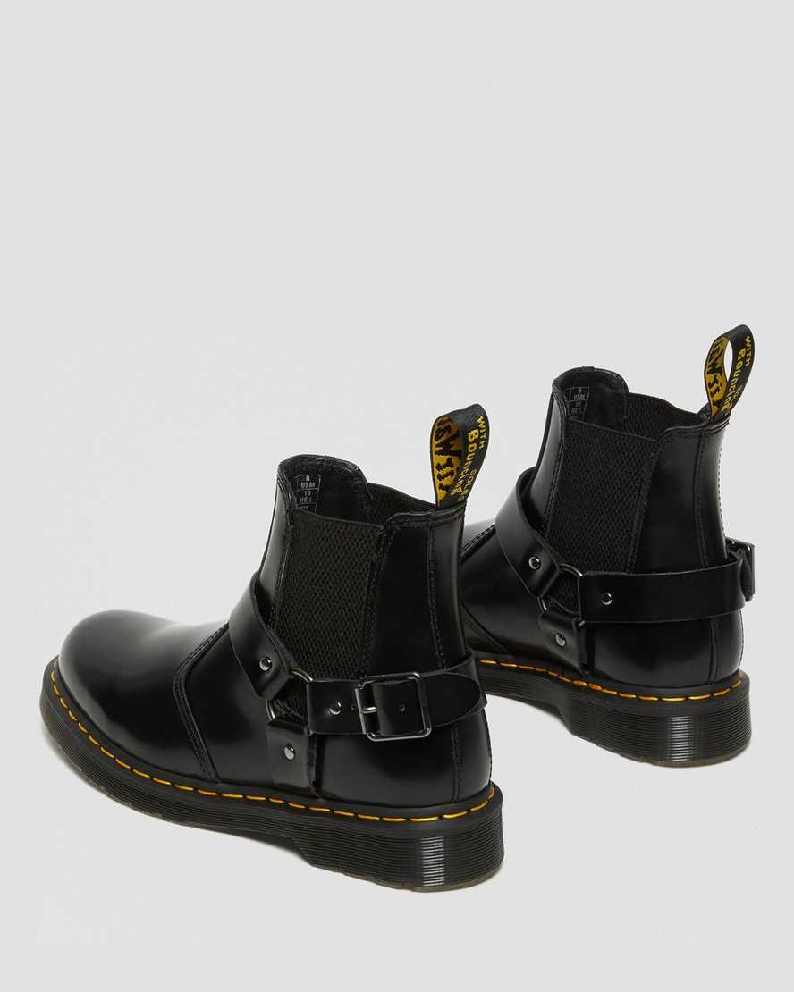 svarta dr martens wincox smooth herrstövlar med spänne