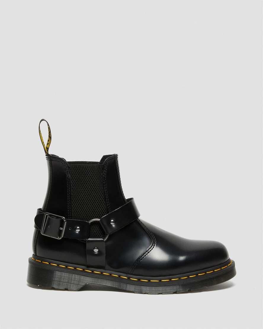 svarta dr martens wincox smooth herrstövlar med spänne