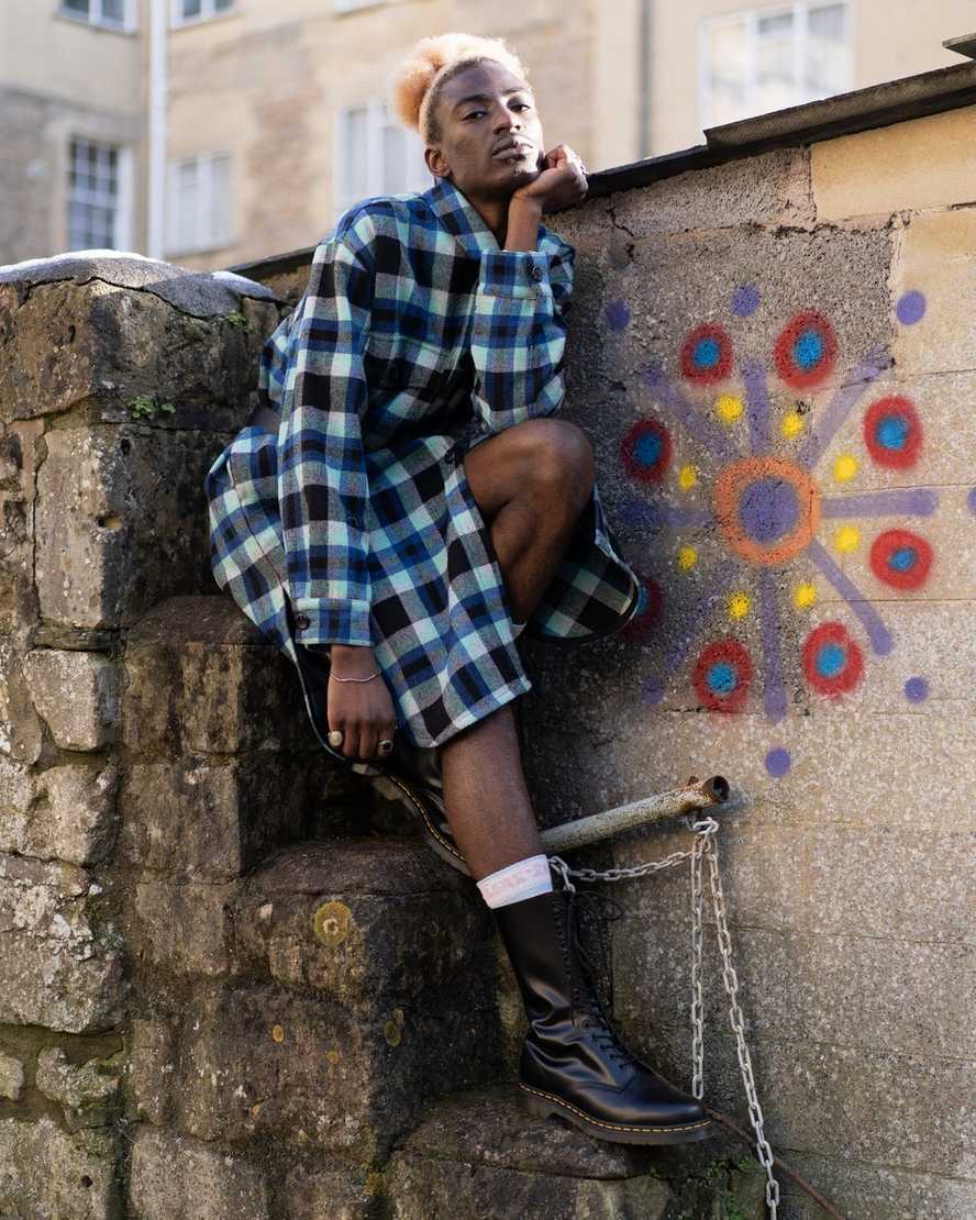 svarta dr martens 1914 smooth tall herr casual stövlar
