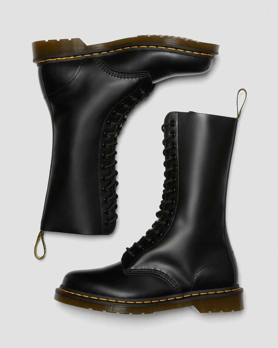 svarta dr martens 1914 smooth tall herr casual stövlar