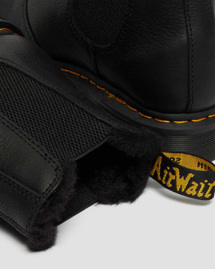 svarta dr martens 2976 herr chelsea stövlar med fuskpälsfoder